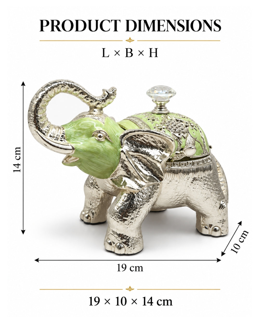 German Silver Elephant Trinket Box - Mint Green Enamel