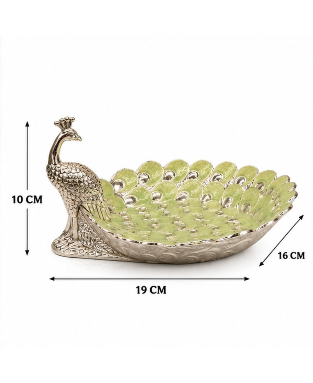 German Silver Peacock Platter – Mint Green Enamel