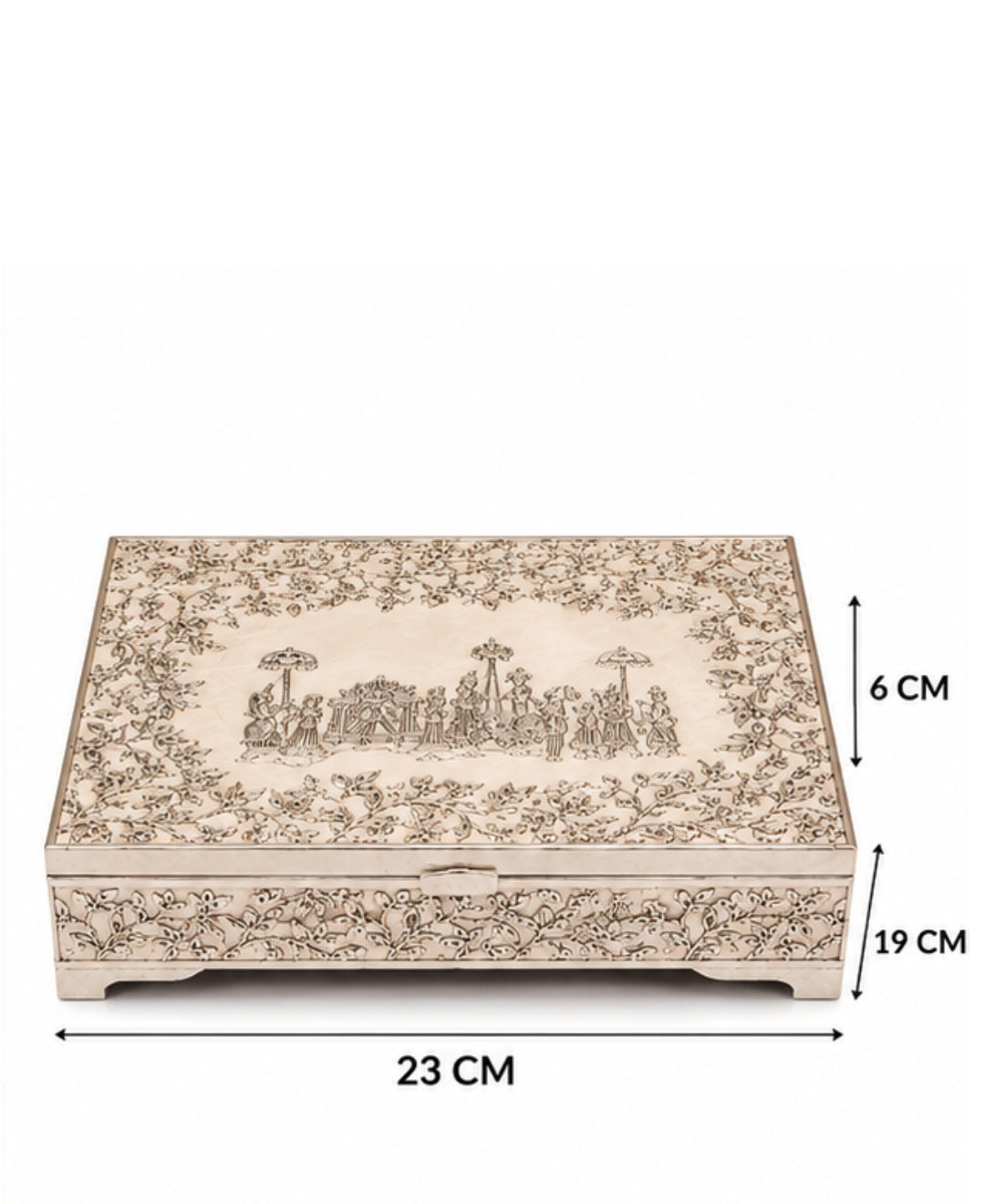 German Silver Gulbahar Baraat Box – Pearl White Enamel