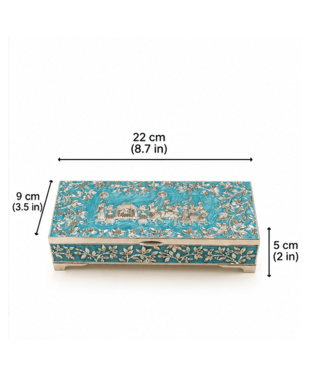 German Silver Royal Procession Box – Sky Blue Enamel