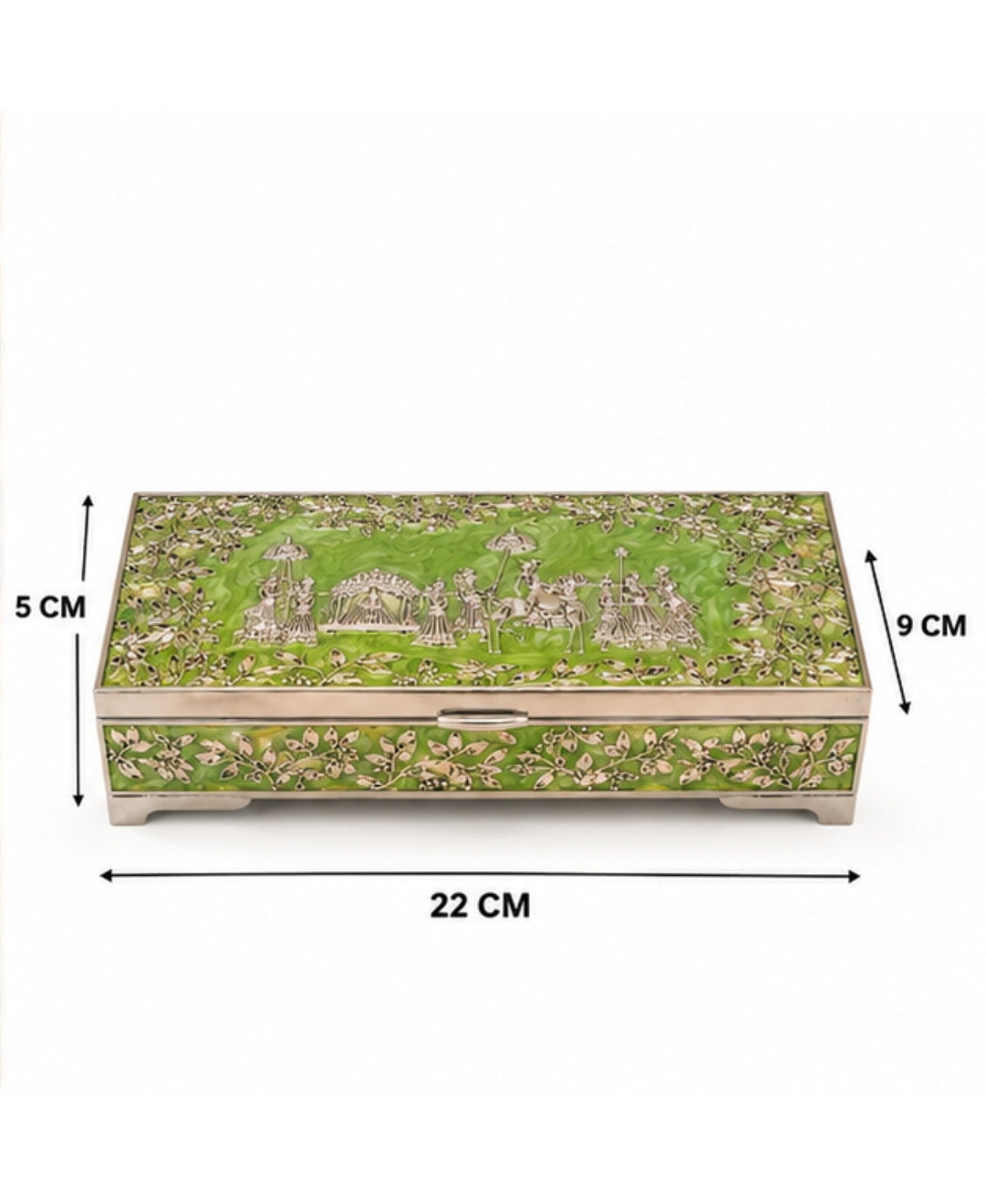 German Silver Royal Procession Box – Mint Green Enamel