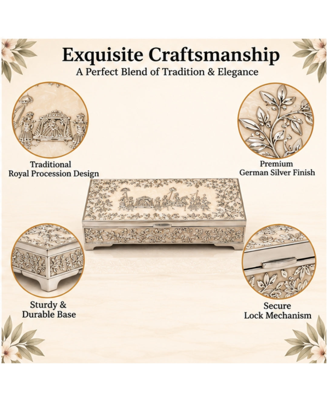 German Silver Royal Procession Box – Pearl White Enamel