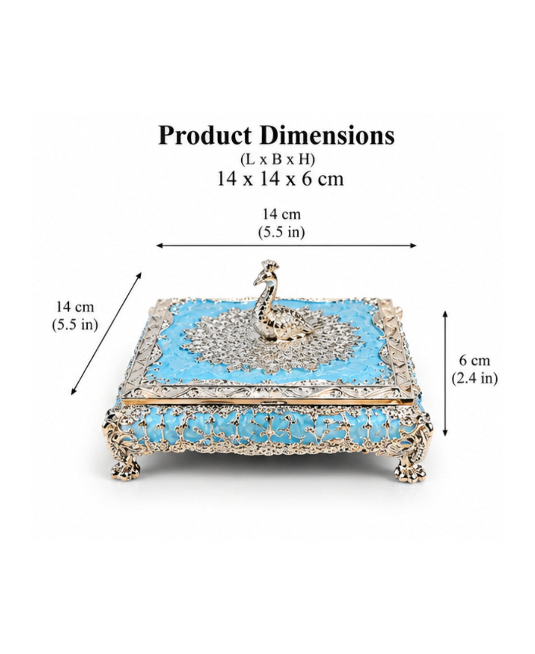 German Silver Mor Mandala Dry Fruit Box – Sky Blue Enamel