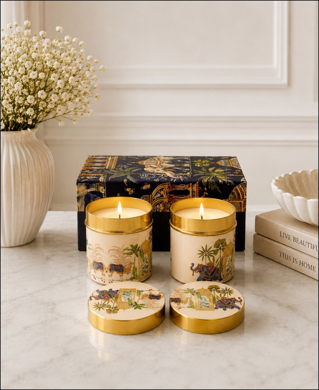Royal Elephant Heritage Design Premium Gift Candle Set