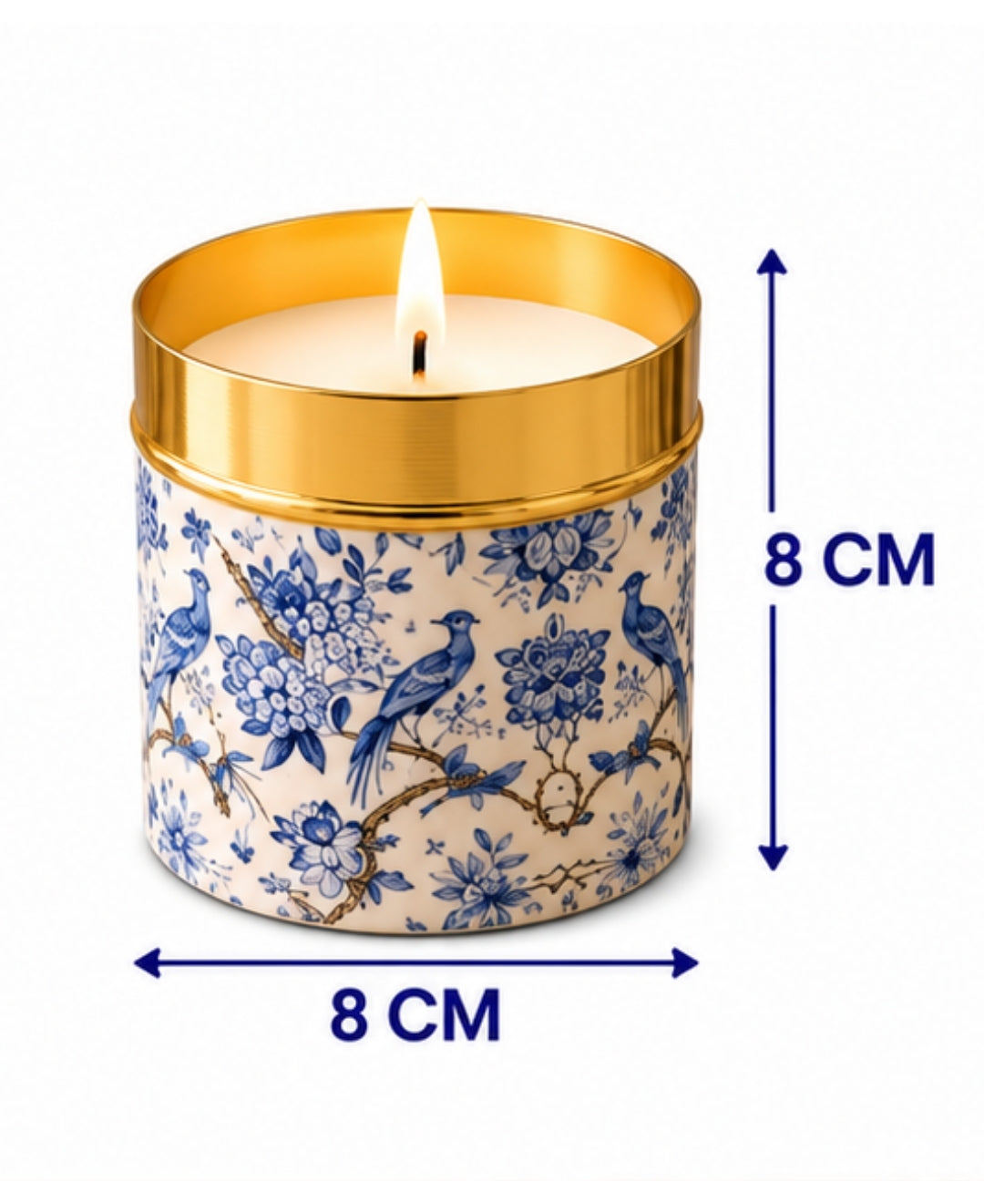 Royal Blue Aviary Lidded Tin Premium Gift Candle – Set of 2