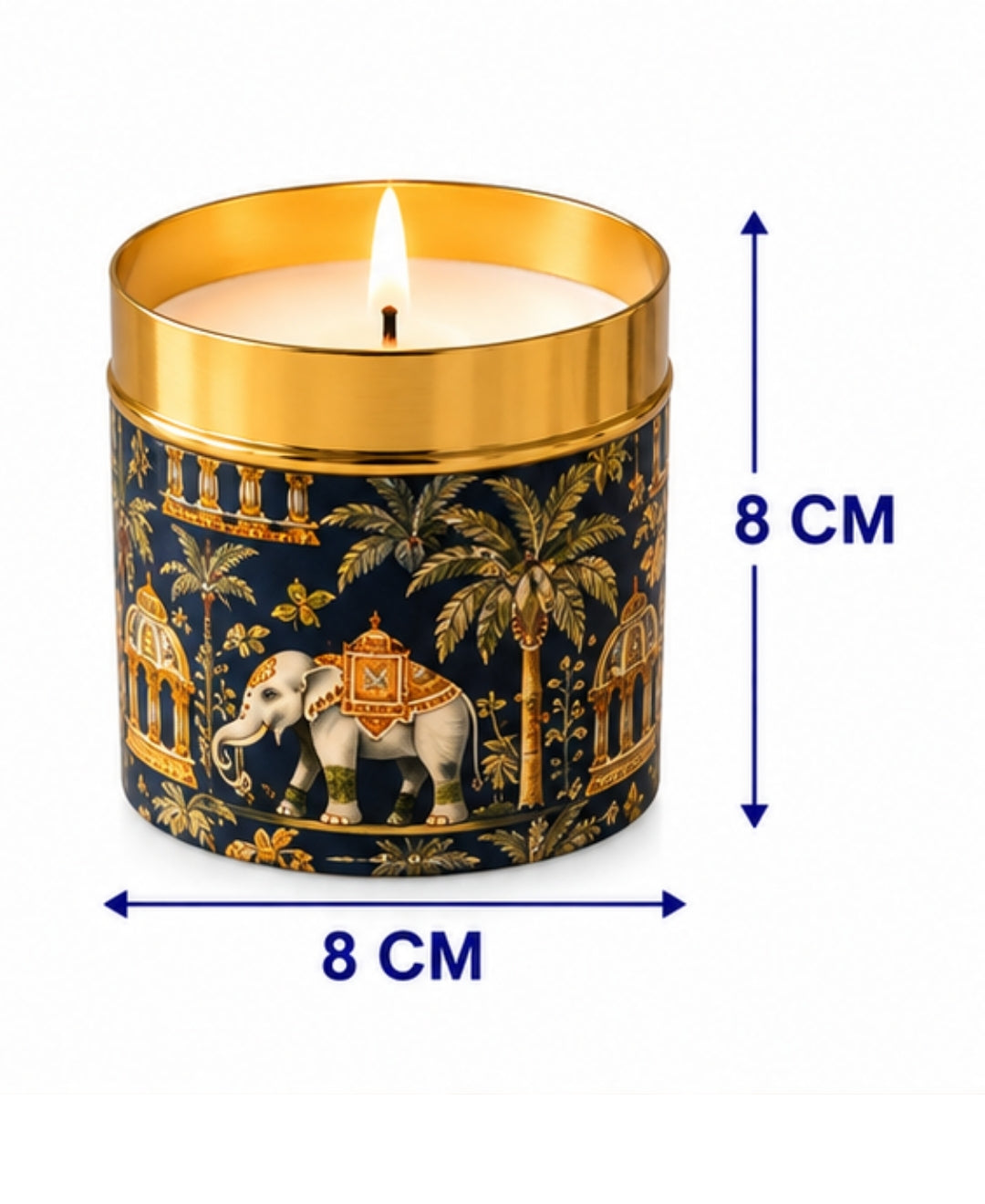 Regal Elephant Darbar Lidded Tin Premium Gift Candle – Set of 2