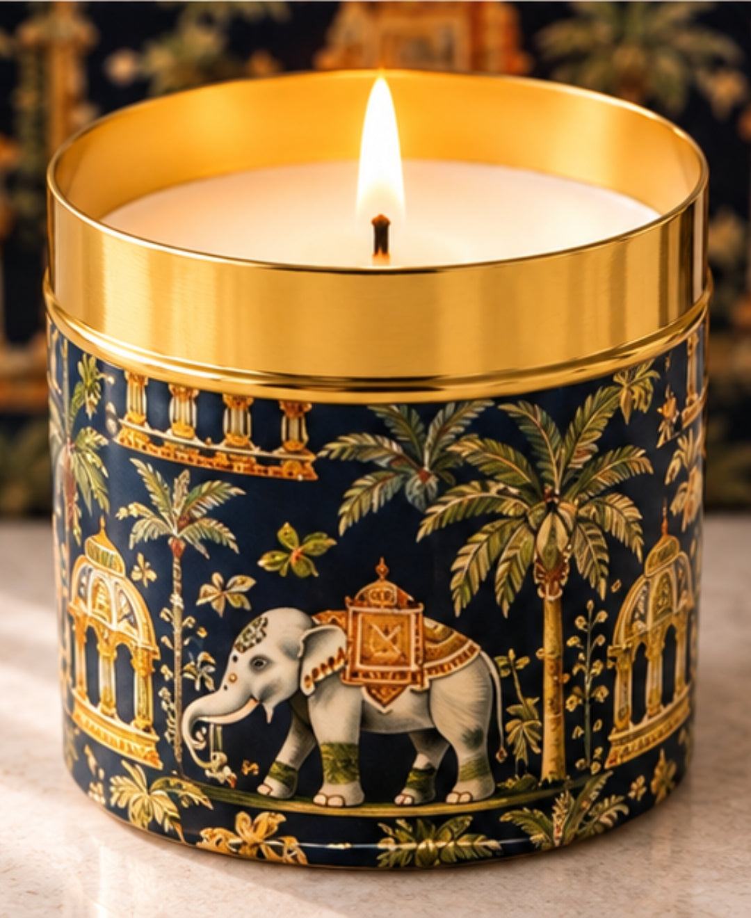 Regal Elephant Darbar Lidded Tin Premium Gift Candle – Set of 2