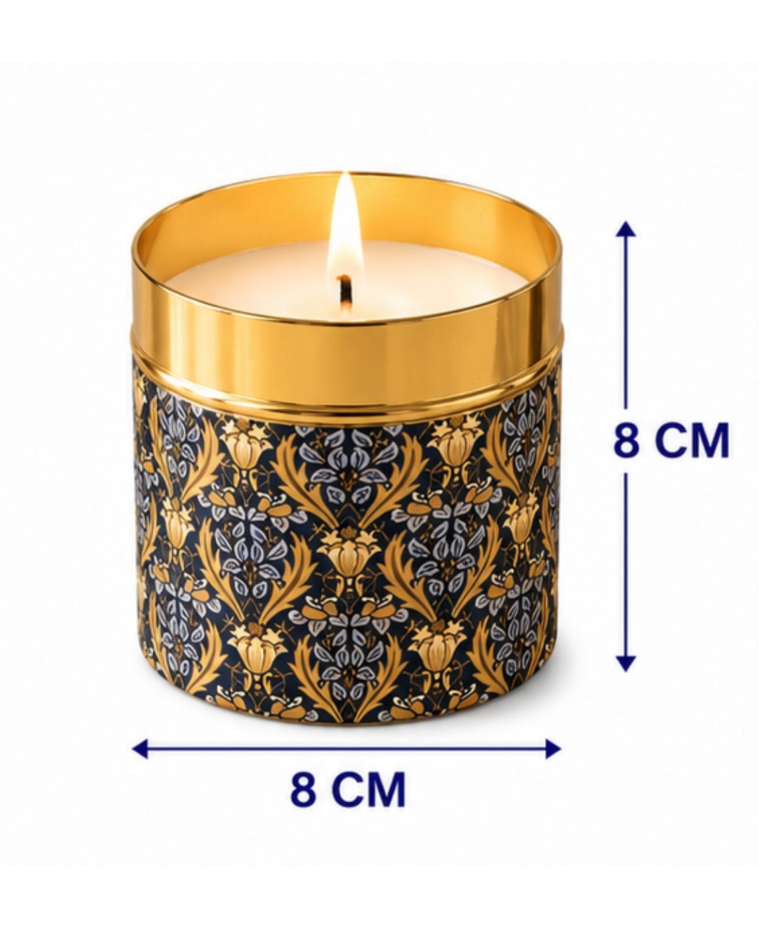 Heritage Golden Lattice Lidded Tin Premium Gift Candle – Set of 2