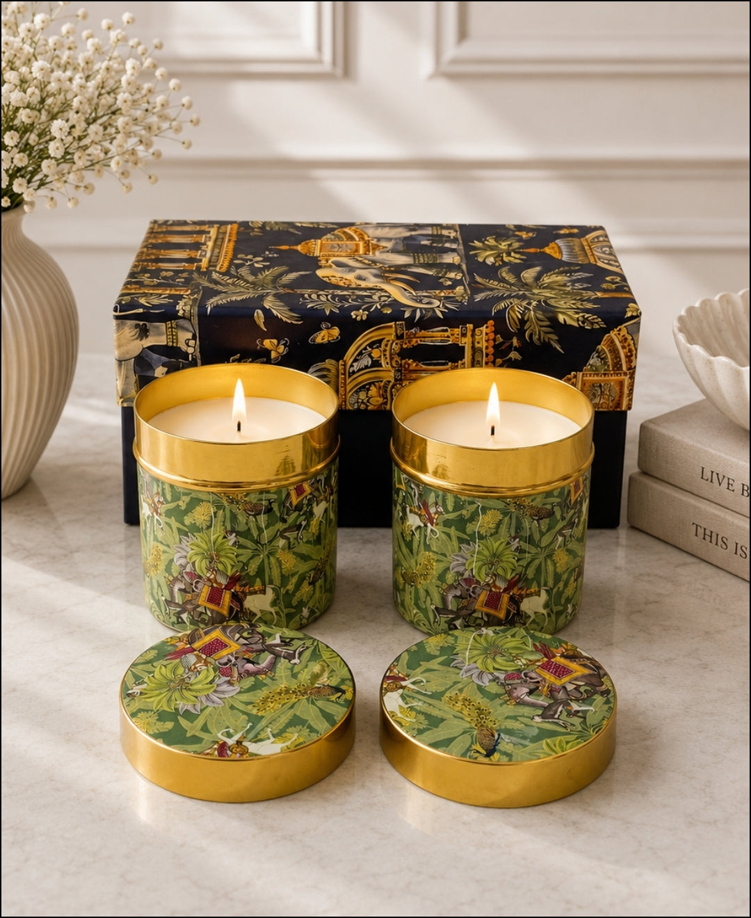 Royal Jungle Safari Lidded Tin Premium Gift Candle – Set of 2