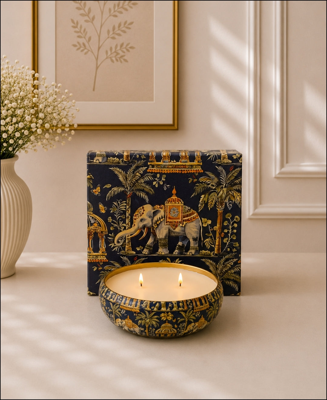 Regal Elephant Darbar 2-Wick Bowl Premium Gift Candle