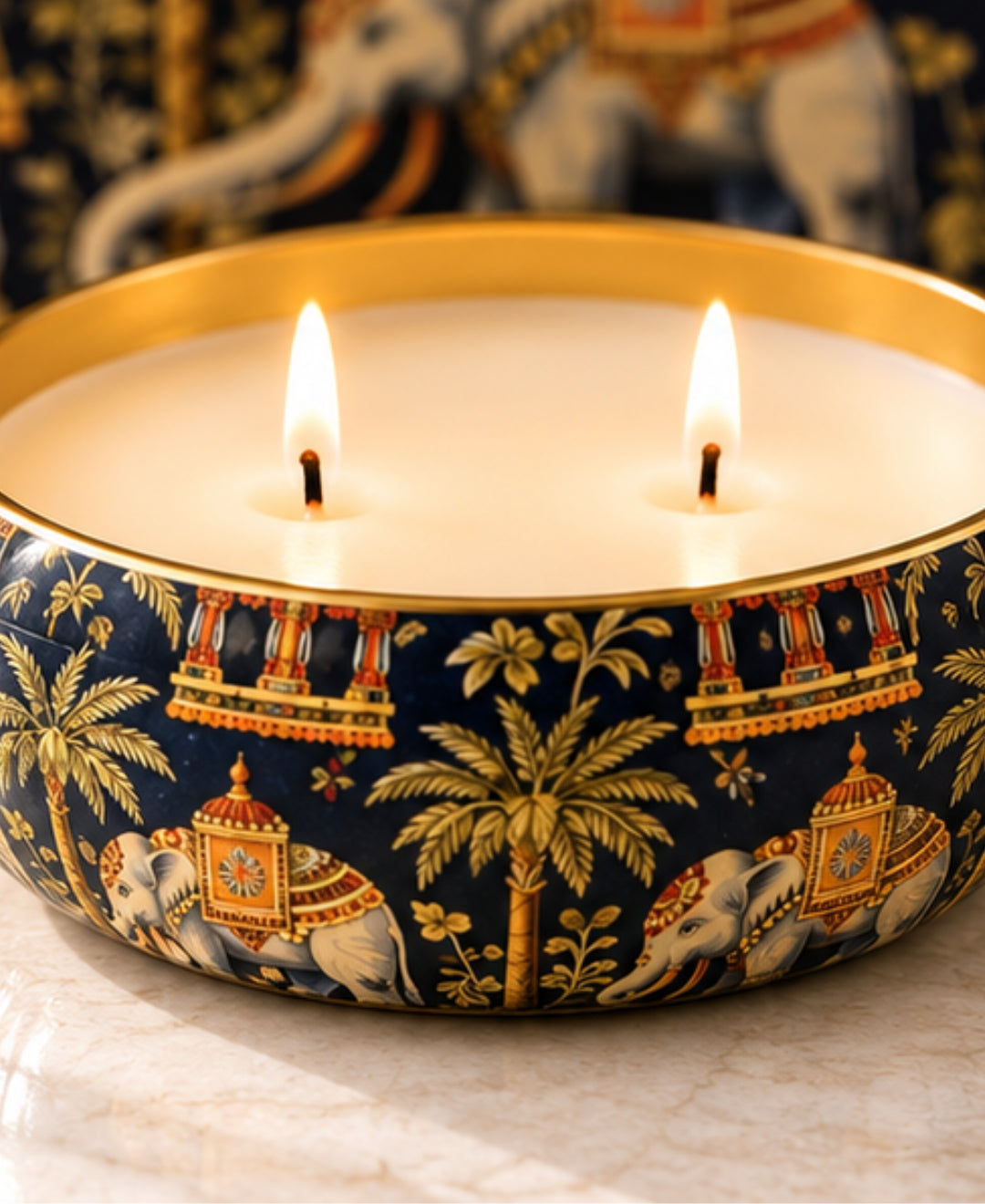 Regal Elephant Darbar 2-Wick Bowl Premium Gift Candle