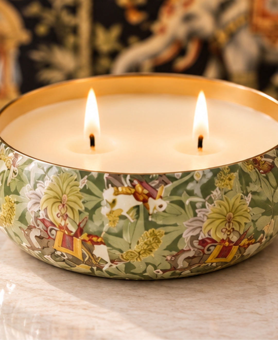Royal Jungle Safari 2-Wick Bowl Premium Gift Candle