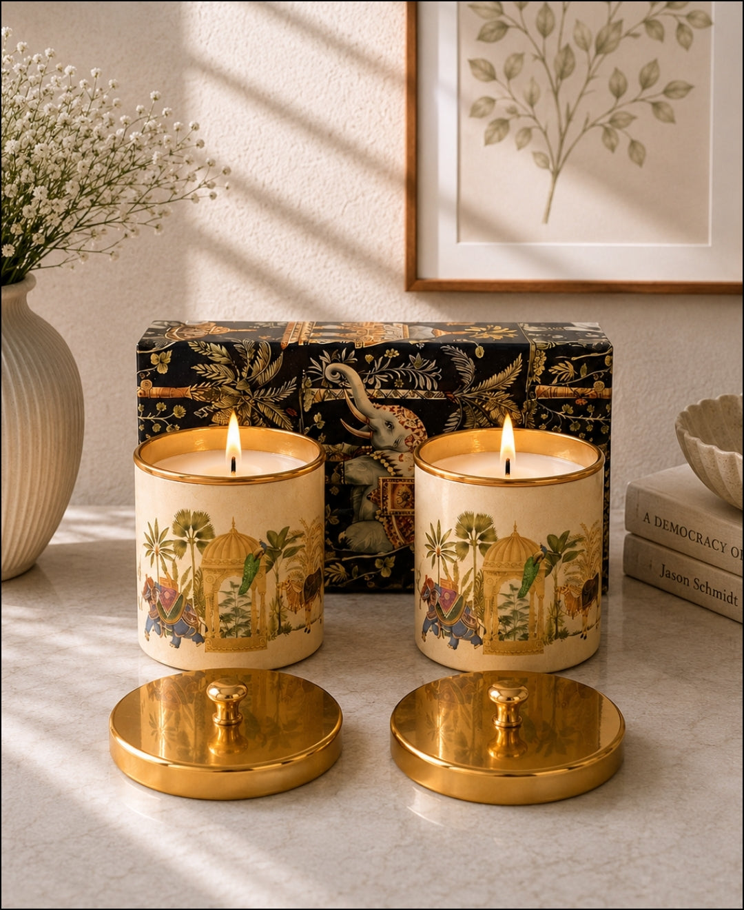 Indian Heritage Pattern Premium Gift Candle Set