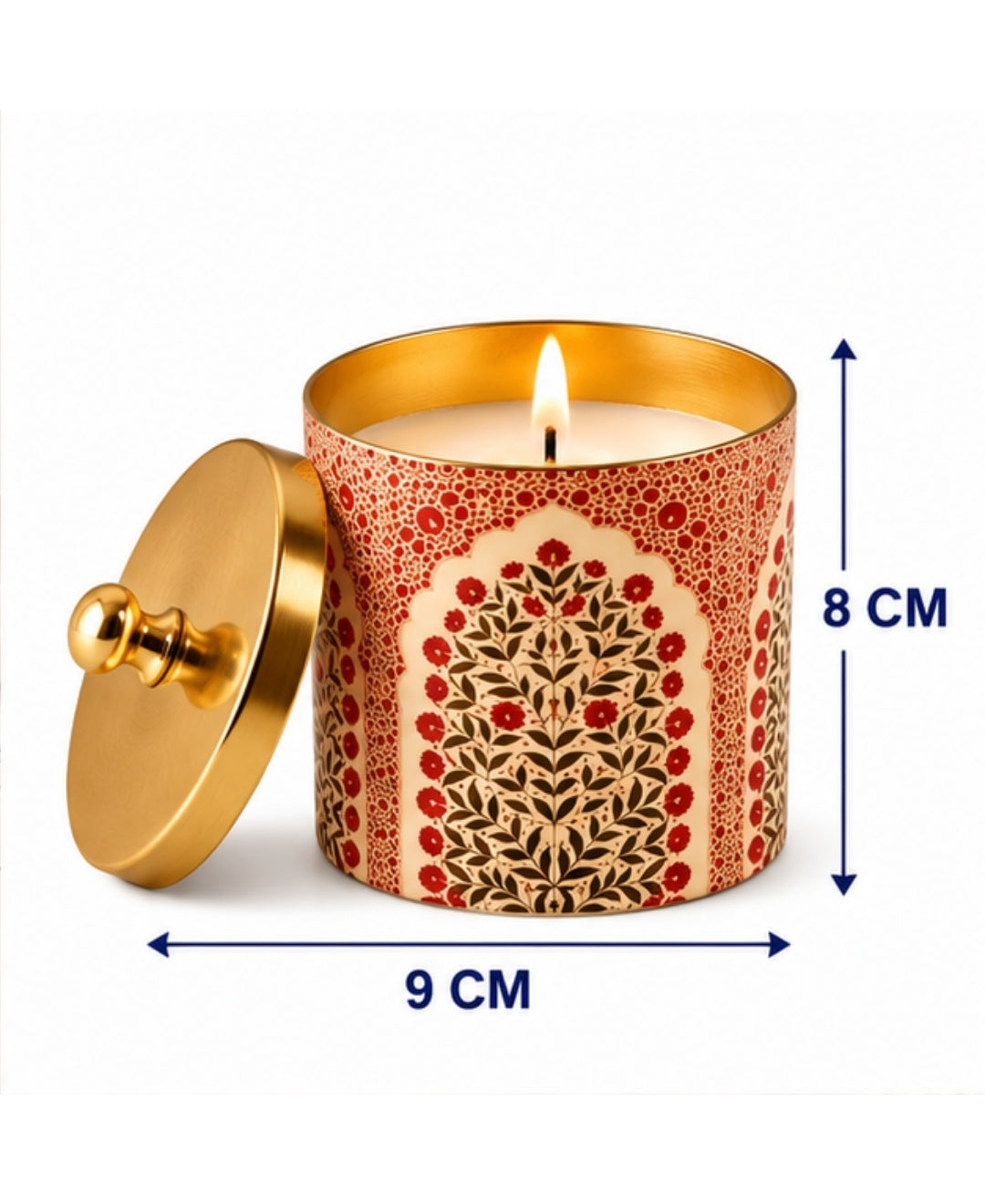 Imperial Mughal Arch Gold Knob Lid Premium Gift Candle – Set of 2