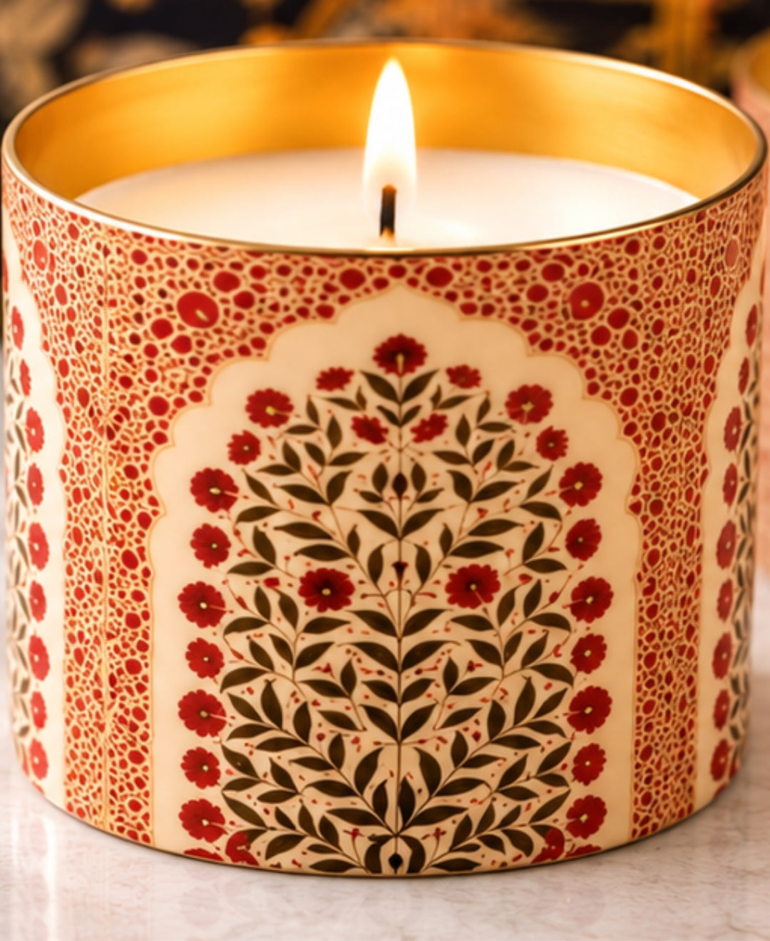Imperial Mughal Arch Gold Knob Lid Premium Gift Candle – Set of 2