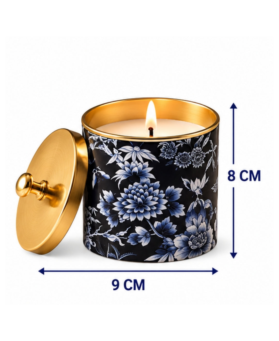Imperial Midnight Blossom Gold Knob Lid Premium Gift Candle – Set of 2