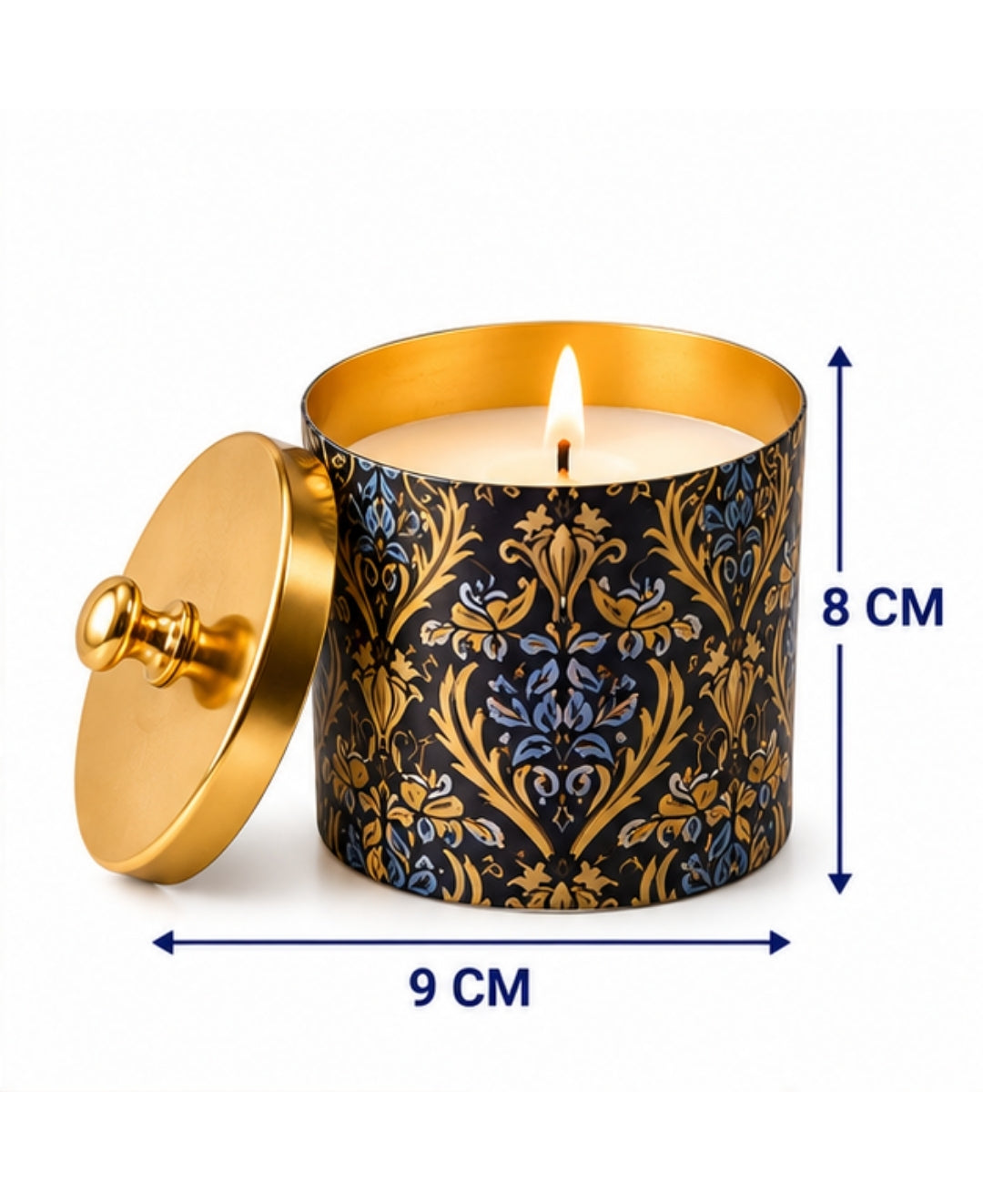 Heritage Golden Lattice Gold Knob Lid Premium Gift Candle – Set of 2