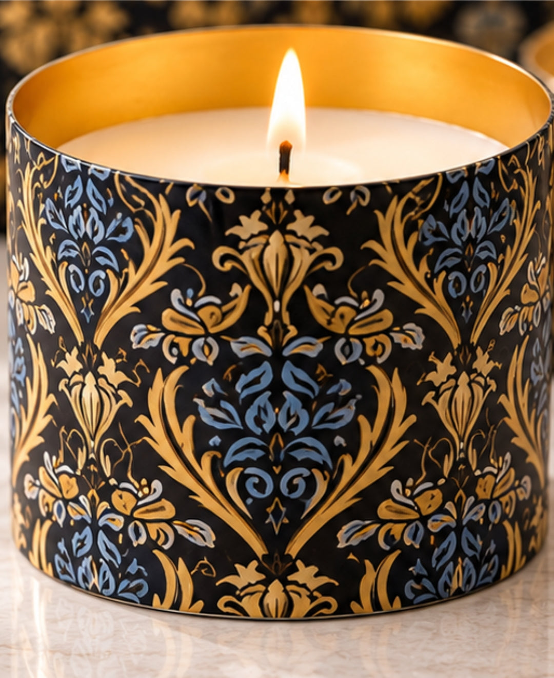 Heritage Golden Lattice Gold Knob Lid Premium Gift Candle – Set of 2
