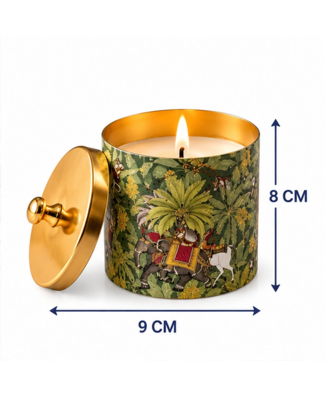 Royal Jungle Safari Gold Knob Lid Premium Gift Candle – Set of 2