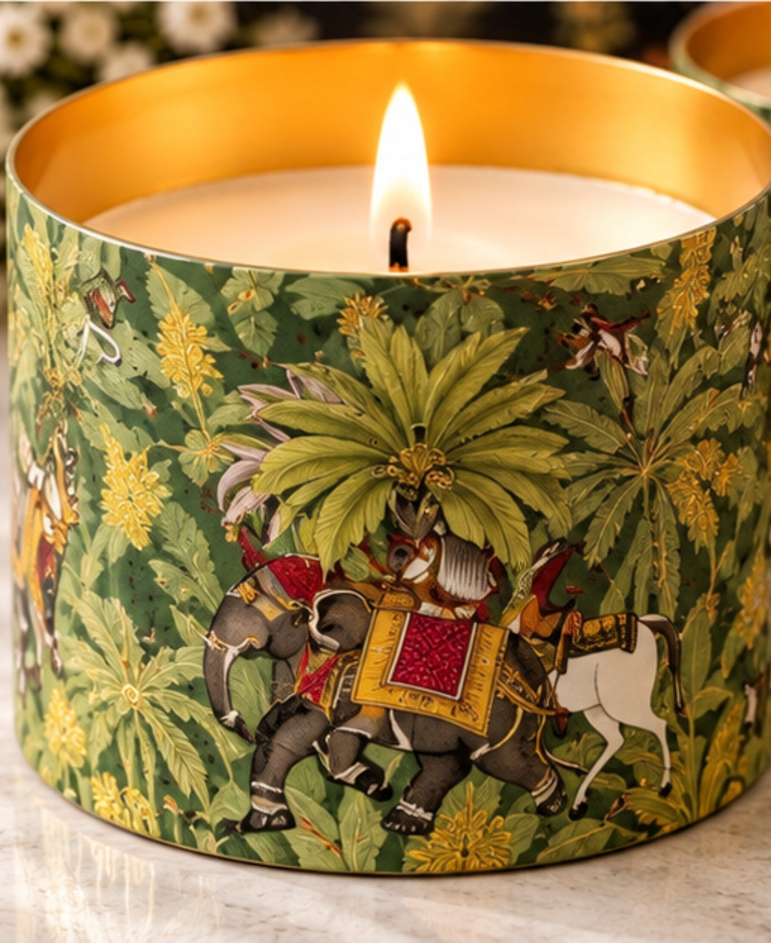 Royal Jungle Safari Gold Knob Lid Premium Gift Candle – Set of 2