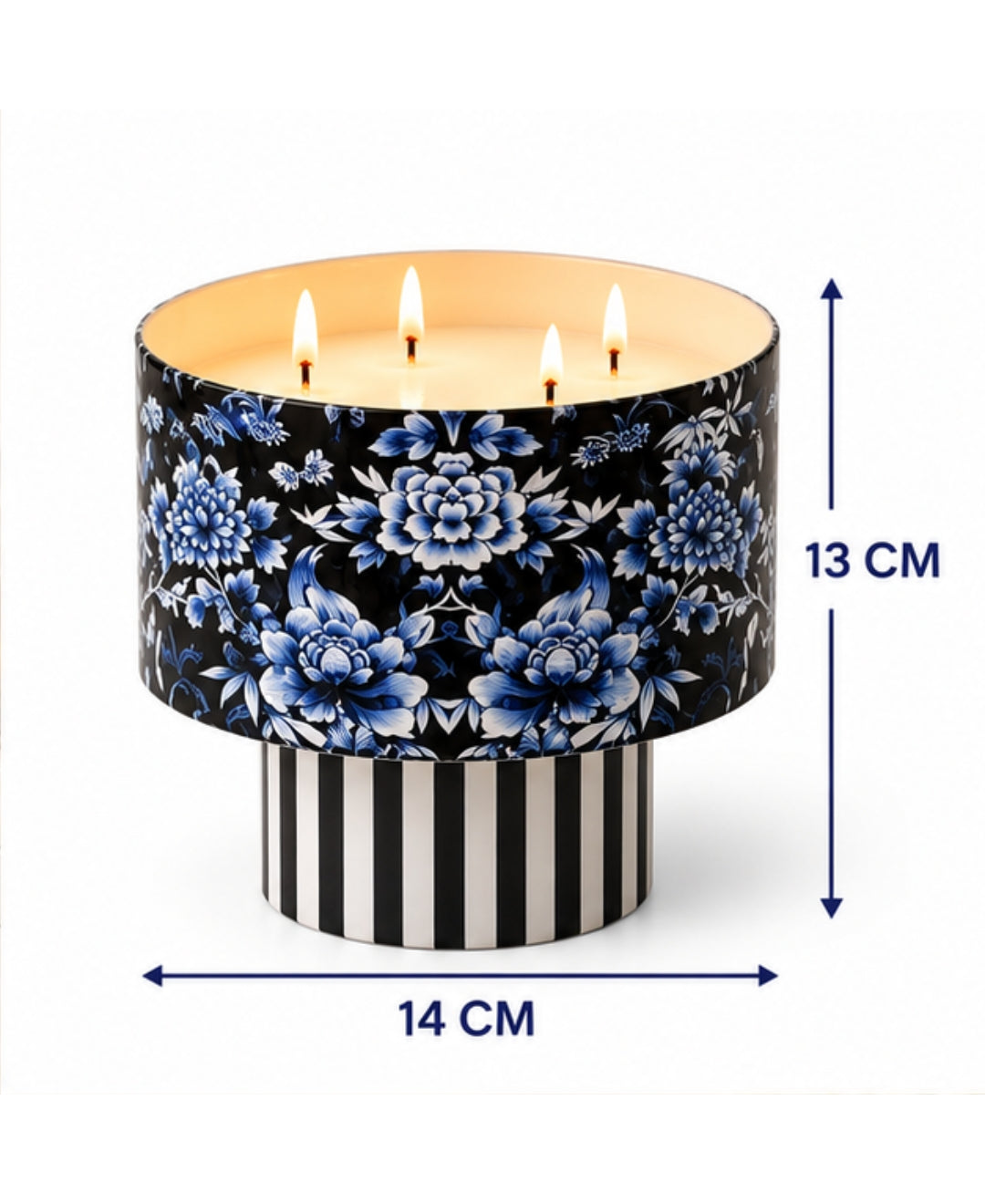 Imperial Midnight Blossom 3-Wick Pedestal Premium Gift Candle