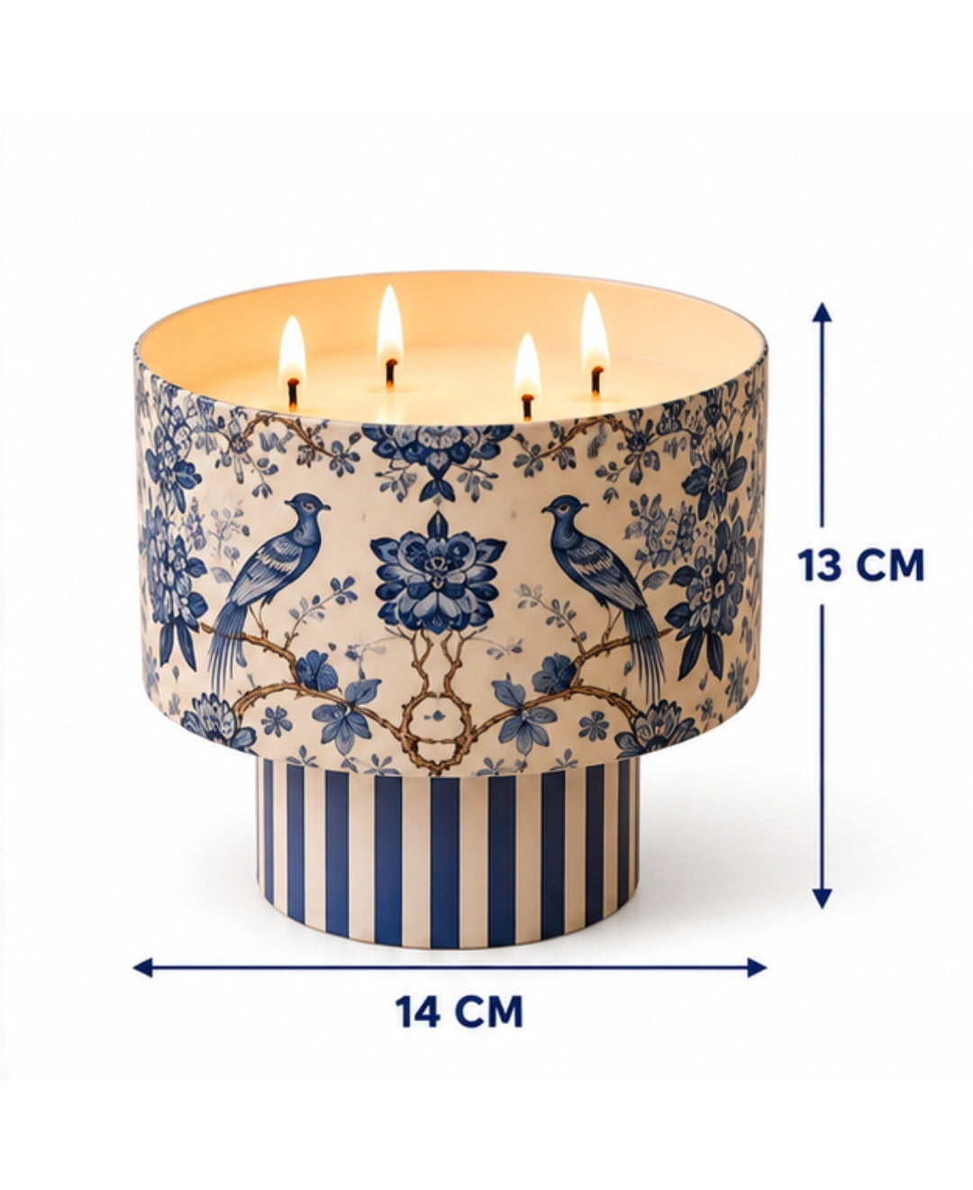 Royal Blue Aviary Multi Wick Pedestal Premium Gift Candle