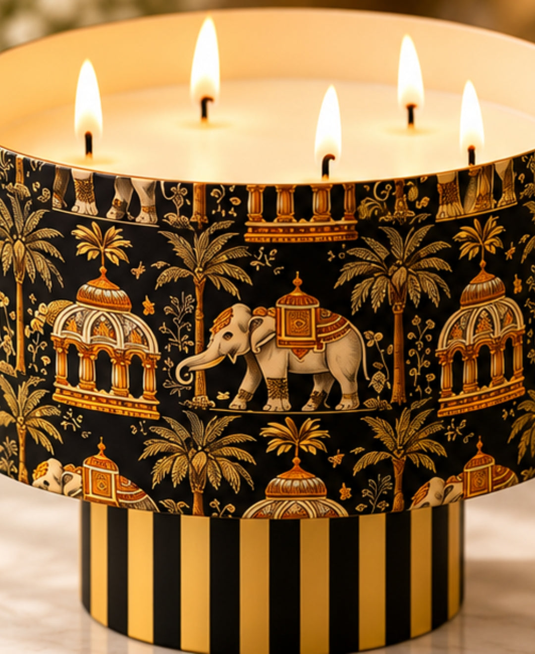 Regal Elephant Darbar Multi-Wick Pedestal Premium Gift Candle