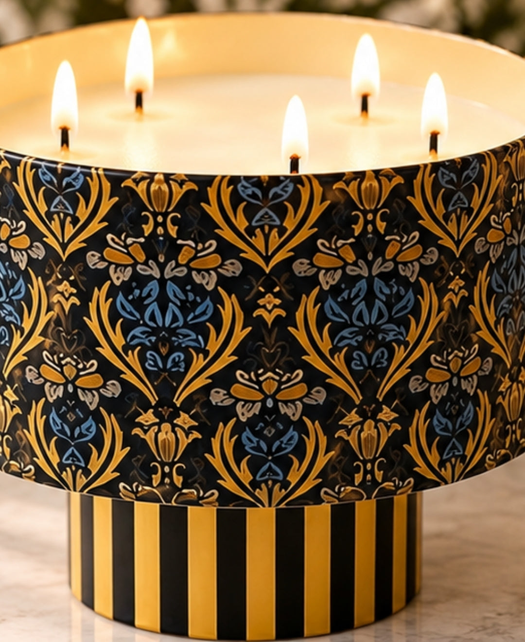 Heritage Golden Lattice Multi Wick Pedestal Premium Gift Candle