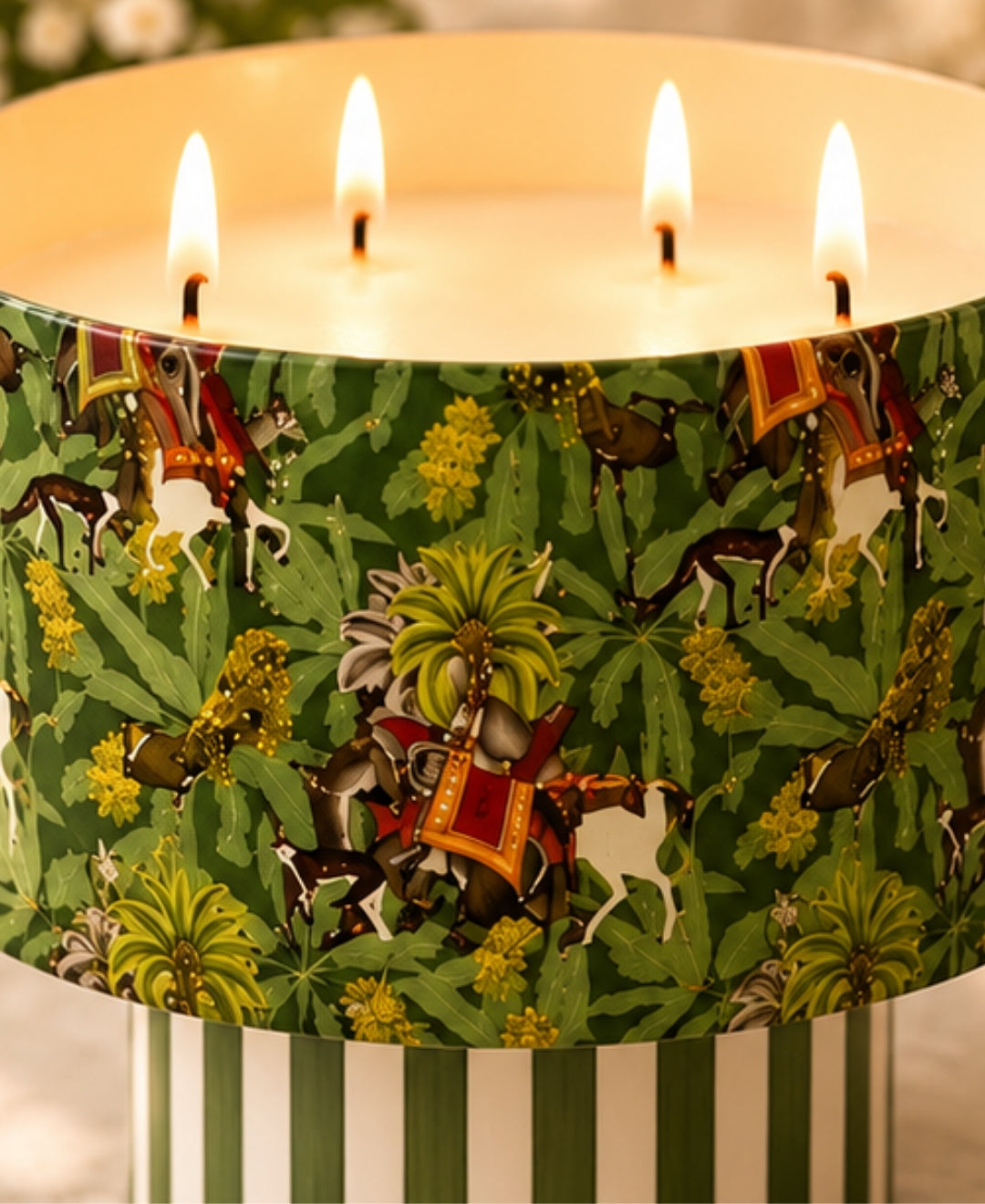 Royal Jungle Safari Multi Wick Pedestal Premium Gift Candle