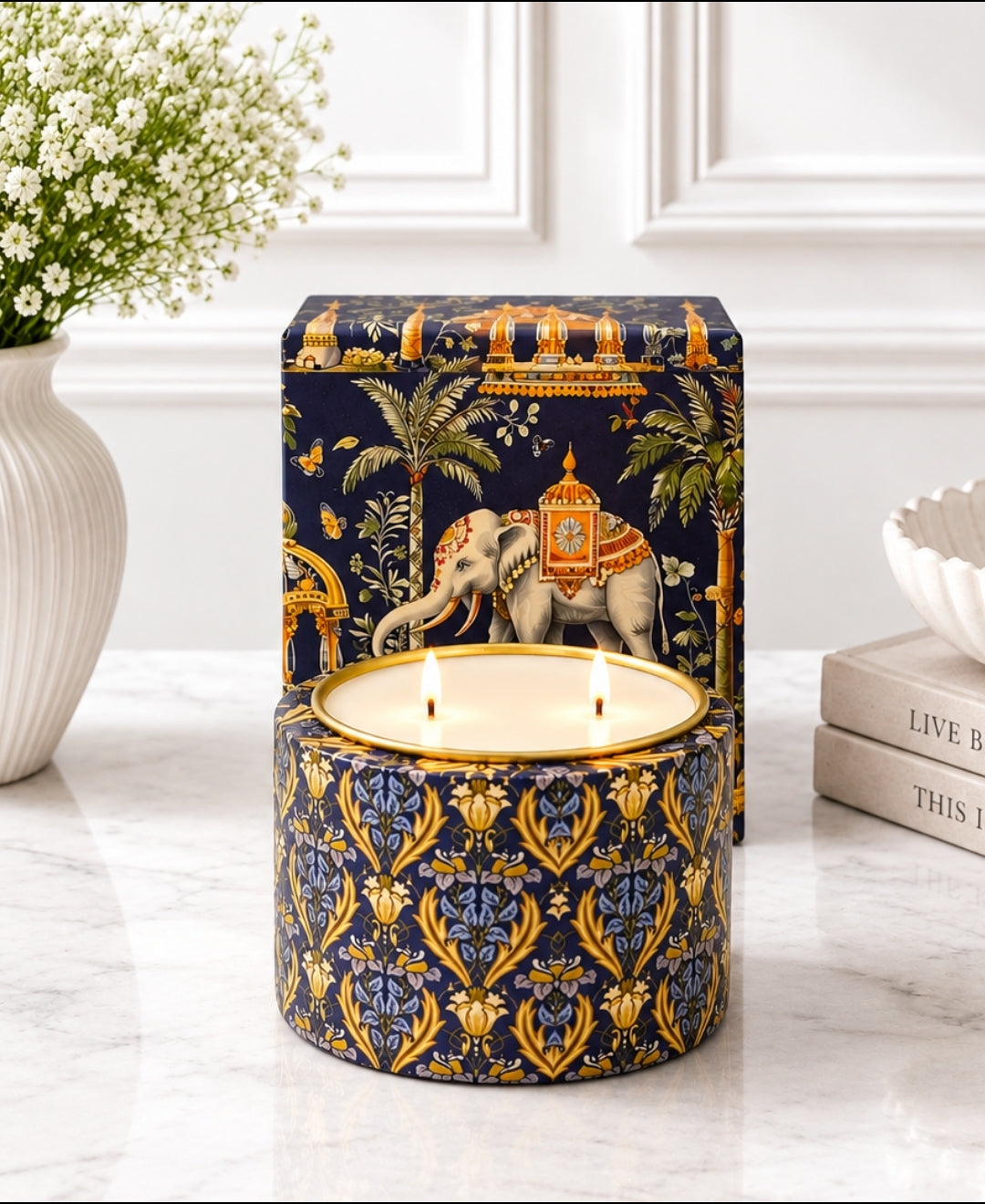 Heritage Golden Lattice 2-Wick Drum Premium Gift Candle