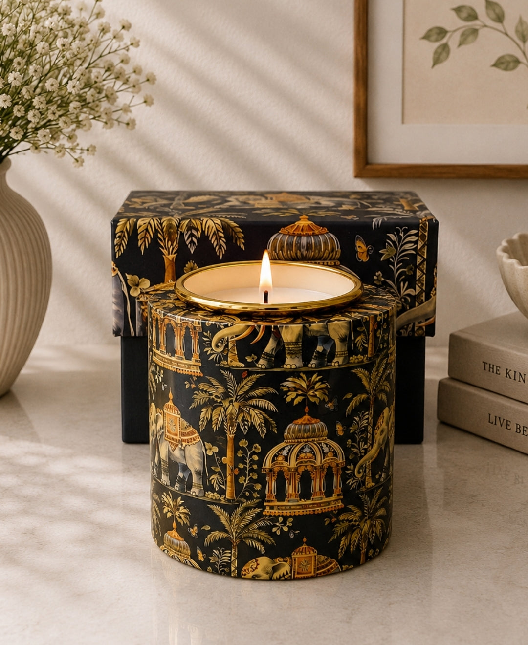 Regal Elephant Darbar Drum Premium Gift Candle