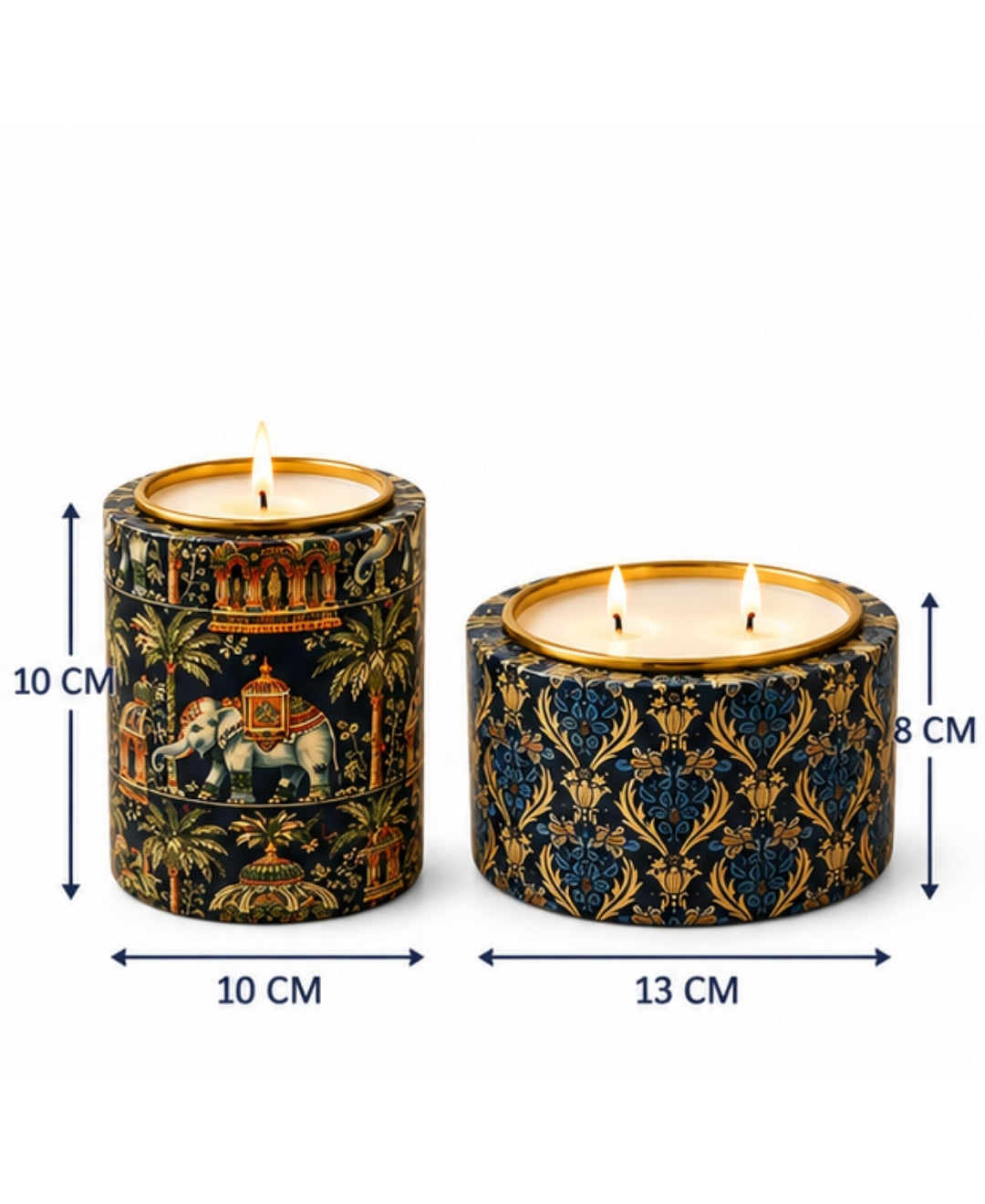 Heritage Golden Lattice & Regal Elephant Darbar Duo Premium Gift Candle
