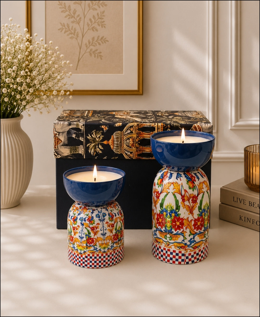 Imperial Mediterranean Hourglass Premium Gift Candle – Set of 2