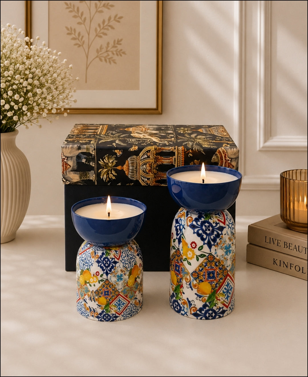 Imperial Amalfi Hourglass Premium Gift Candle – Set of 2