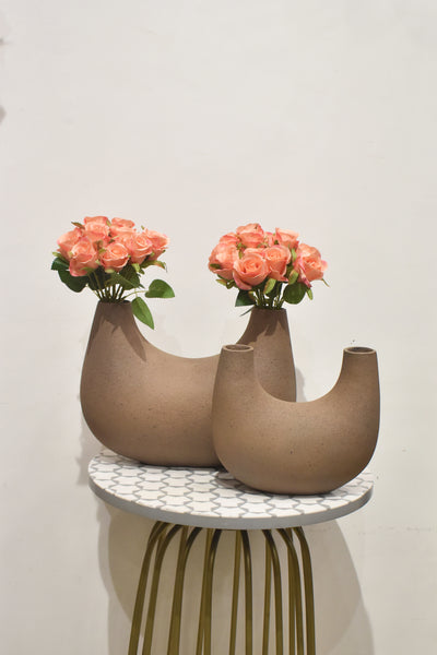 U Shaped Nordic Ceramic Vase Half Donut for your home or office decor-Small
