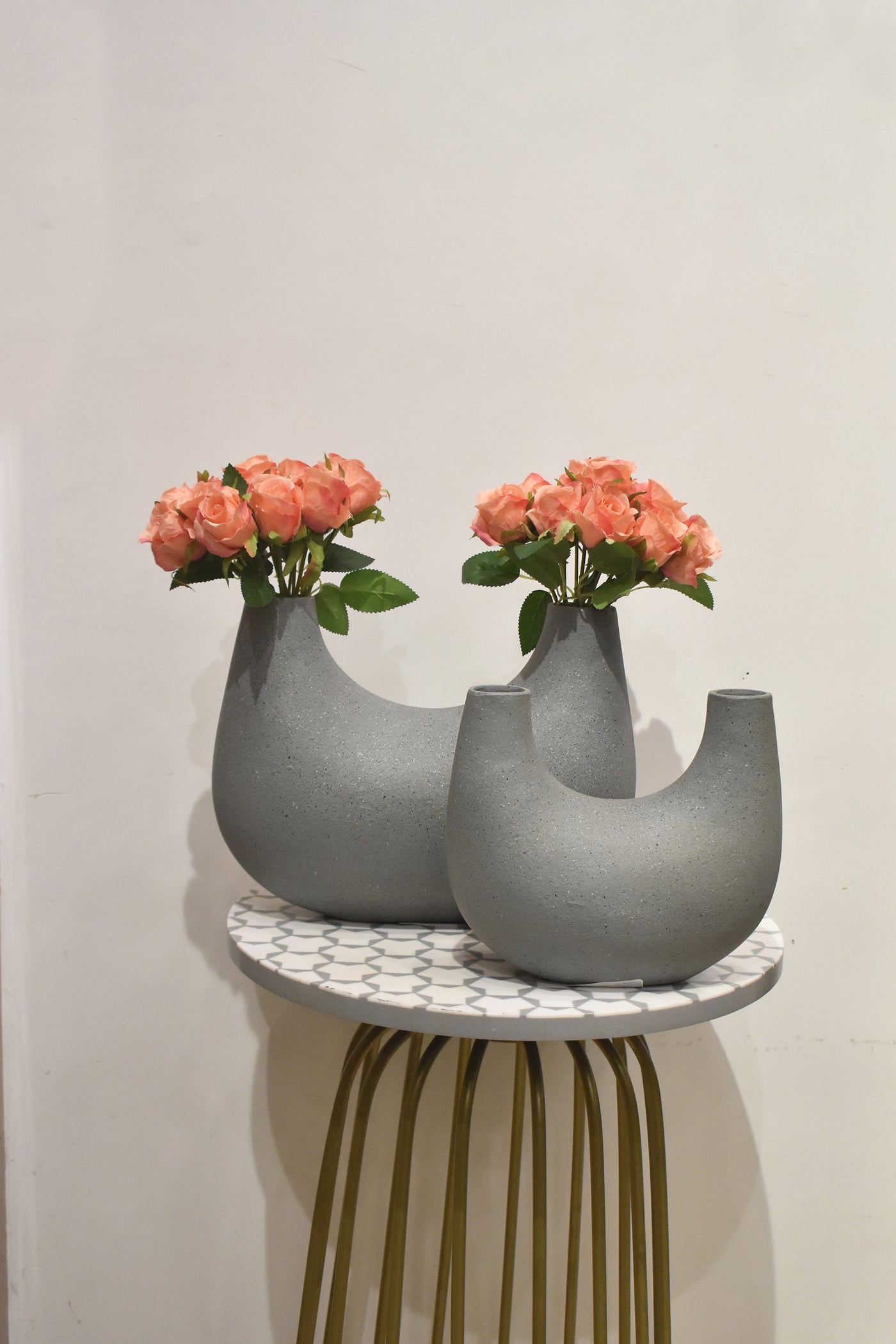 U Shaped Nordic Ceramic Vase Half Donut for your home or office decor-Large