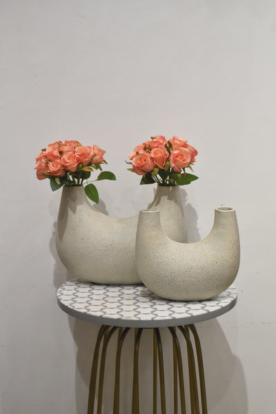 U Shaped Nordic Ceramic Vase Half Donut for your home or office decor-Large