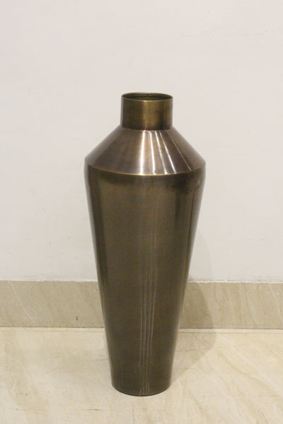 Vase with a gold color band and four colors for home or office decor-Large