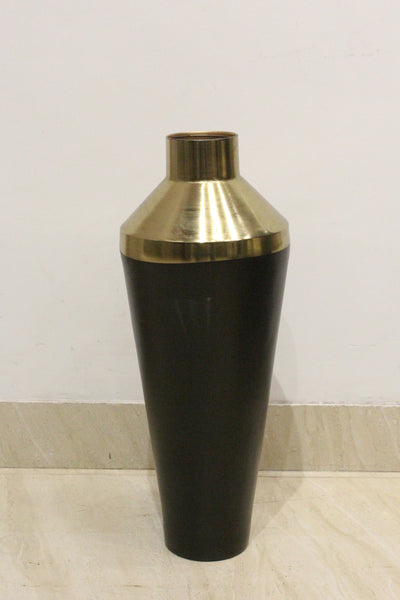 Vase with a gold color band and four colors for home or office decor-Large