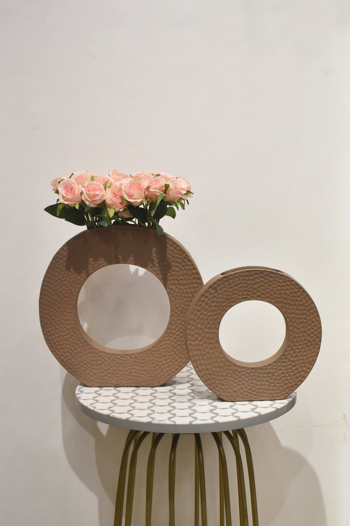Round Ceramic Vases, Donut Vase for home Decor Nordic decor vase-Large