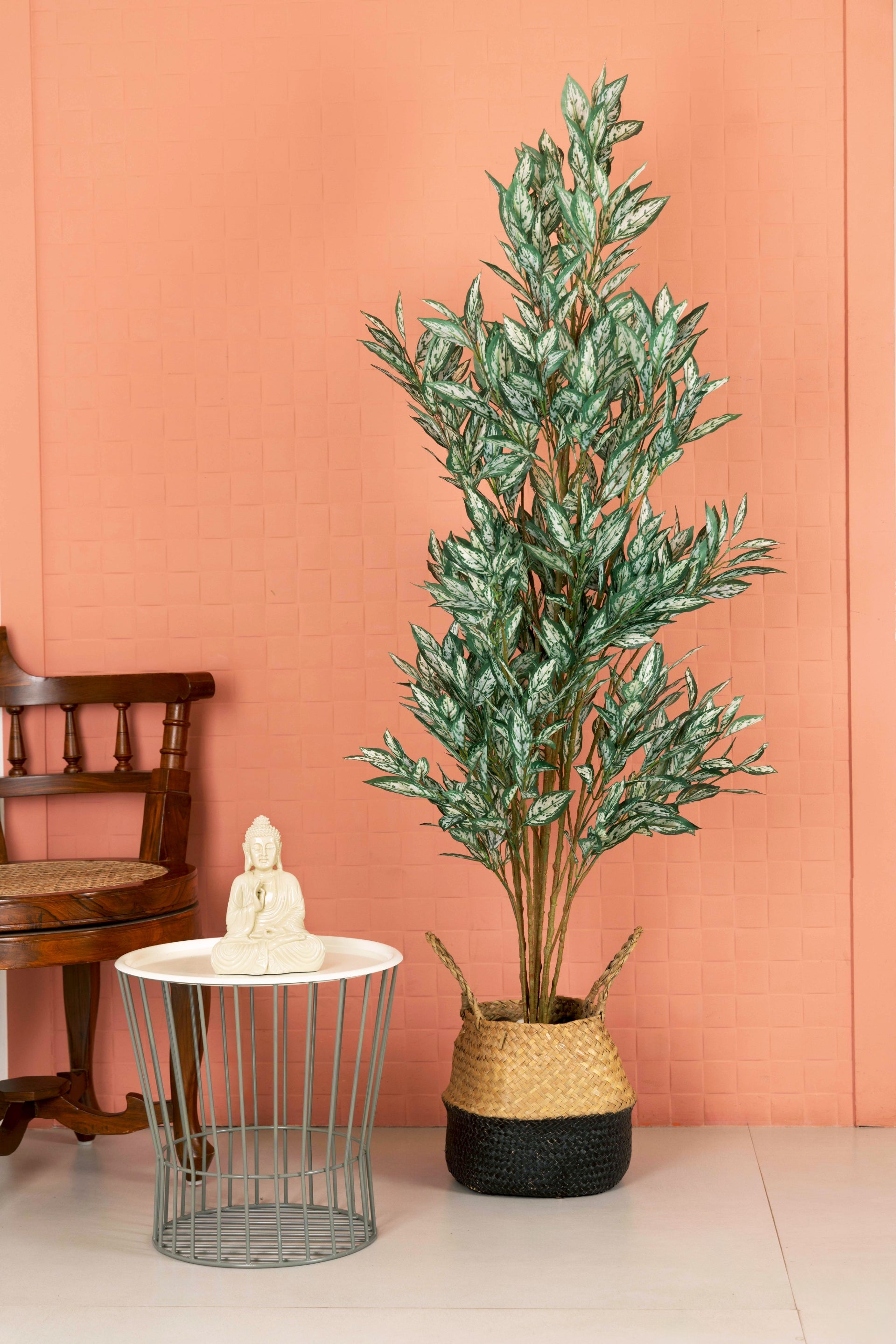 PolliNation Premium White Silk King Artificial Plant Without Pot (Pack of 1) White