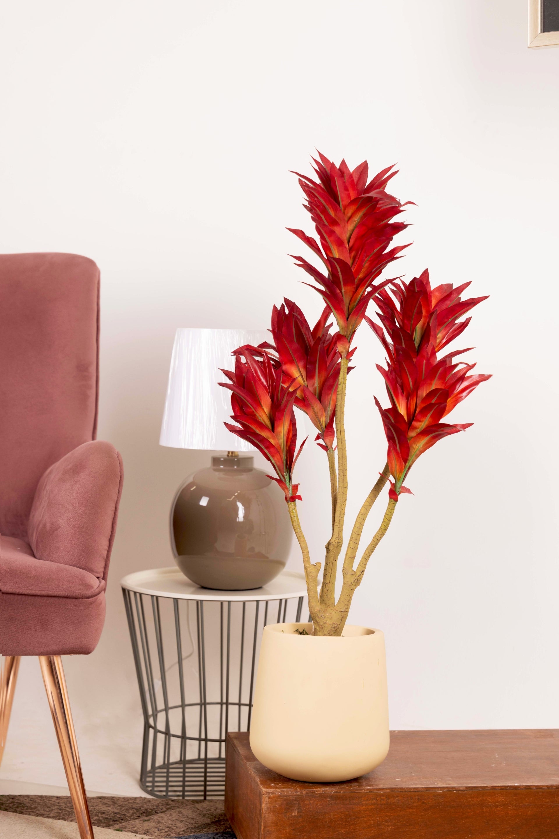 PolliNation Attractive Artificial Dracaena Plant Without Pot-Red