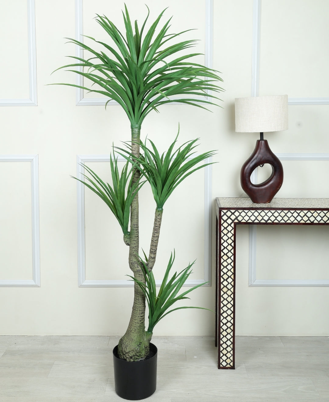 Modern Minimalist Green Artificial Dracaena Plant With Pot (Medium)