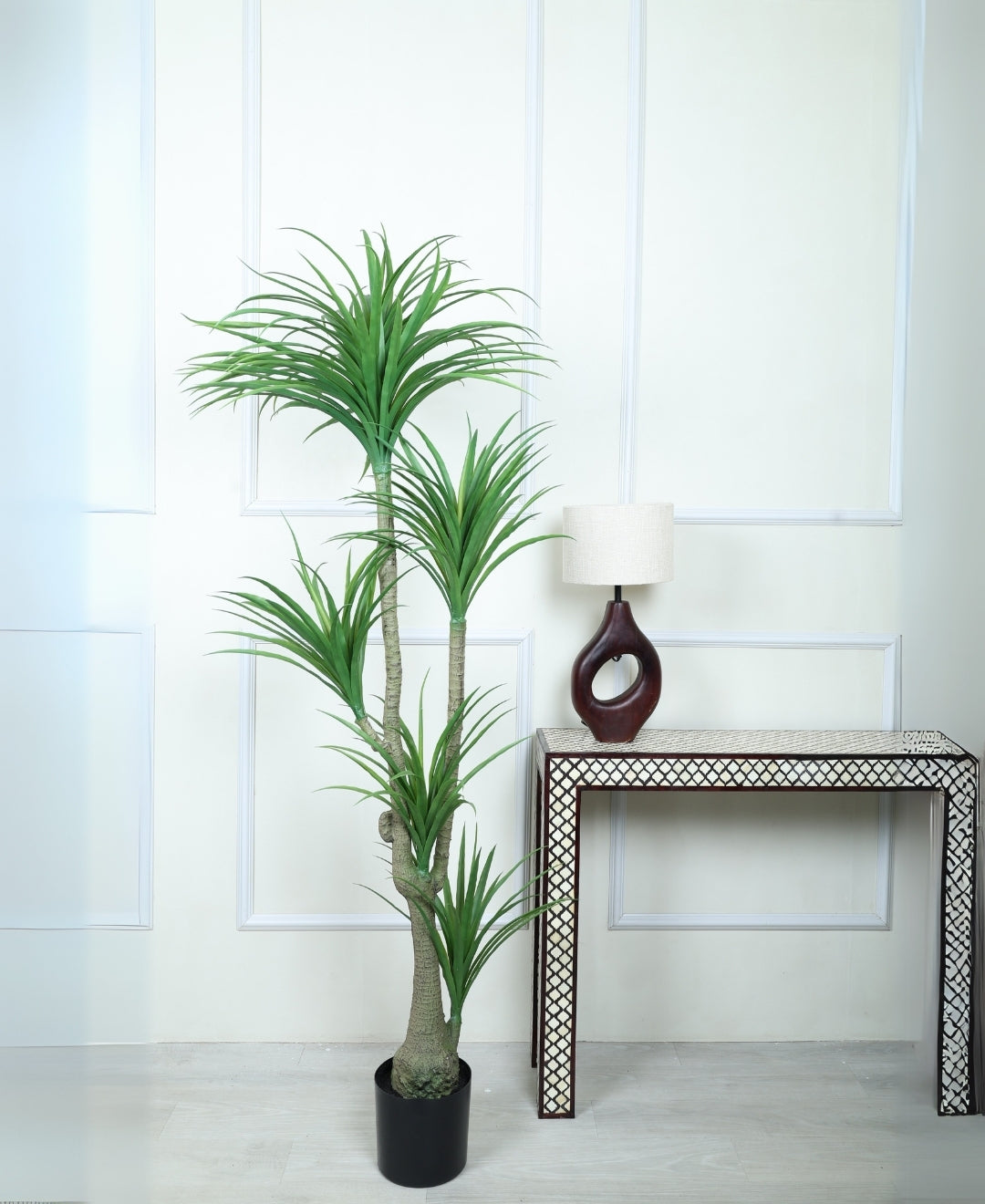 Modern Minimalist Green Artificial Dracaena Plant With Pot (Tall)
