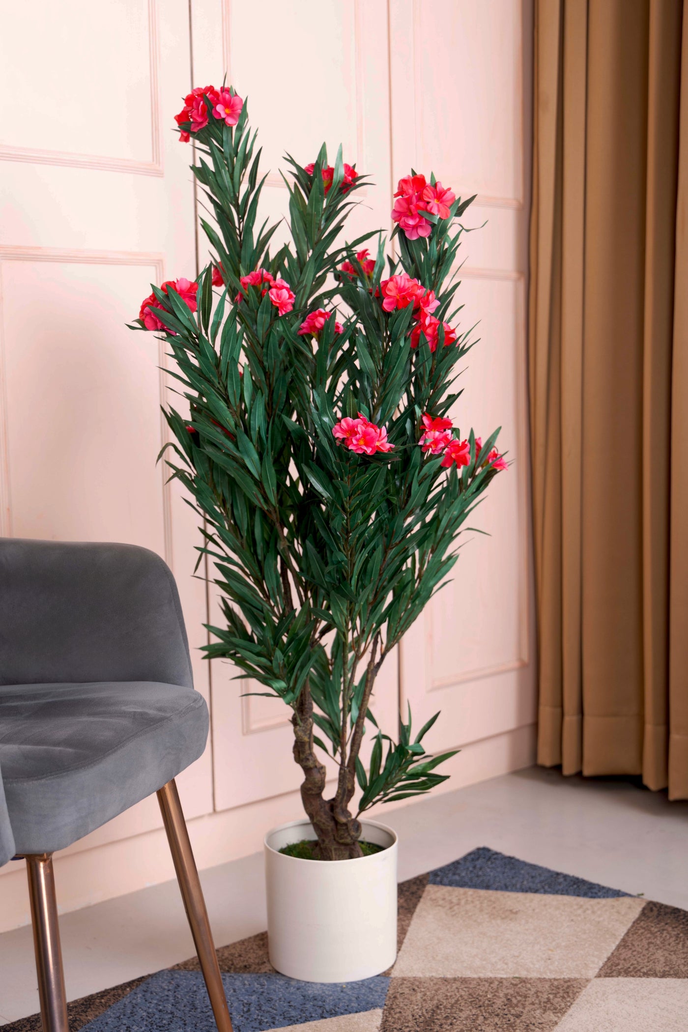 PolliNation Artificial Oleander (OLEANPINK) Plant -Brighten Your Space with Vibrant White Blooms