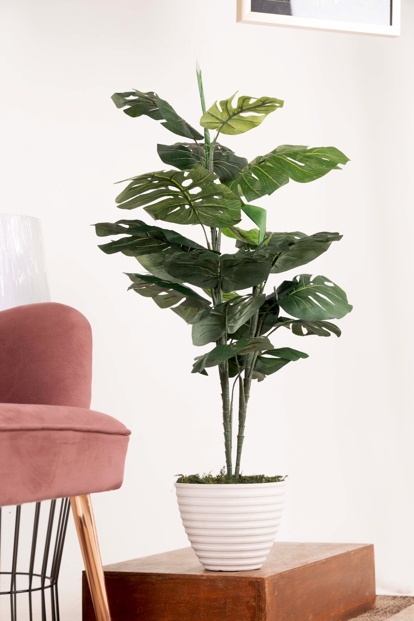 Green  Split Philo  Artificial Plant With Pot 3 Feet