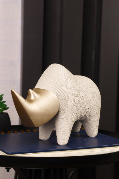 Rhino unique style sculpture statue for your Home or Office Decor-White