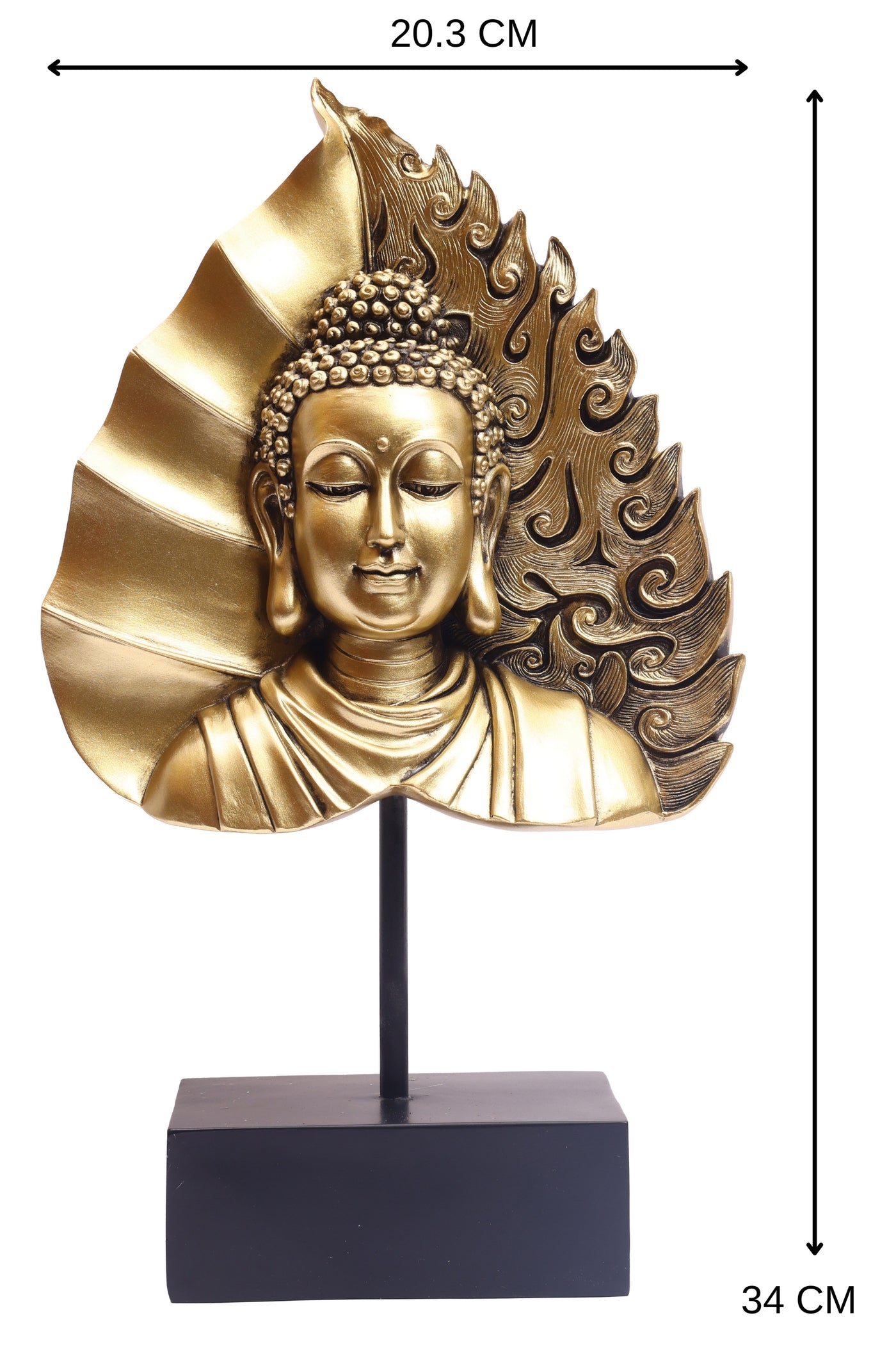 Buddha's face in Leaf on the black base for your home or office decor