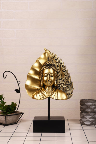 Buddha's face in Leaf on the black base for your home or office decor