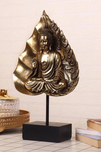 Buddha's statue in Leaf on the black base for your home or office decor